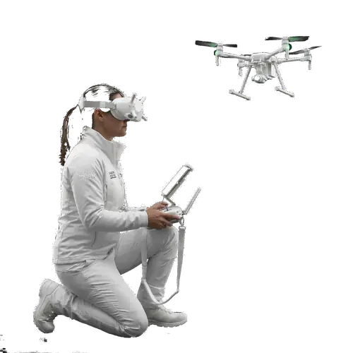Drone operator with FPV headset — Vertex Consulting's precision in emerging technology