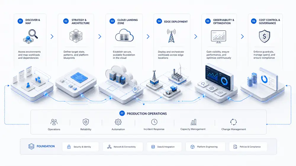Cloud and edge infrastructure delivery flow diagram