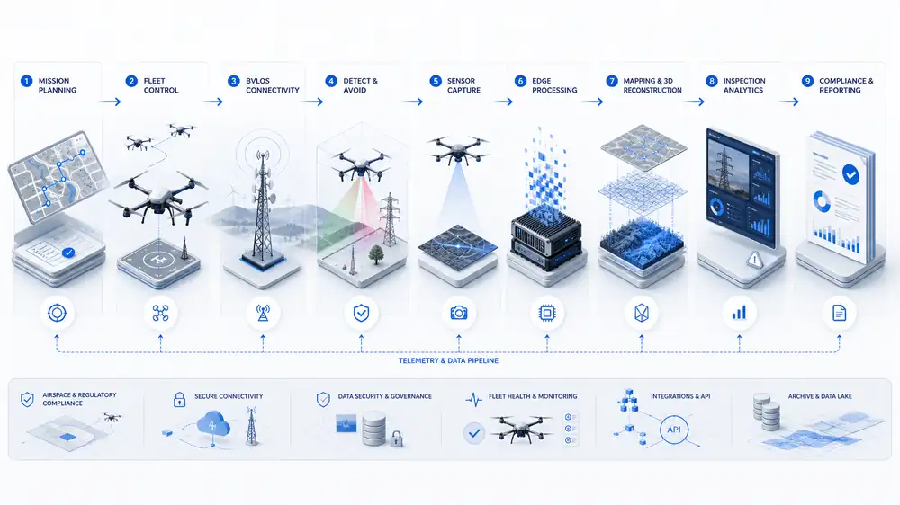 Autonomous drone systems workflow diagram