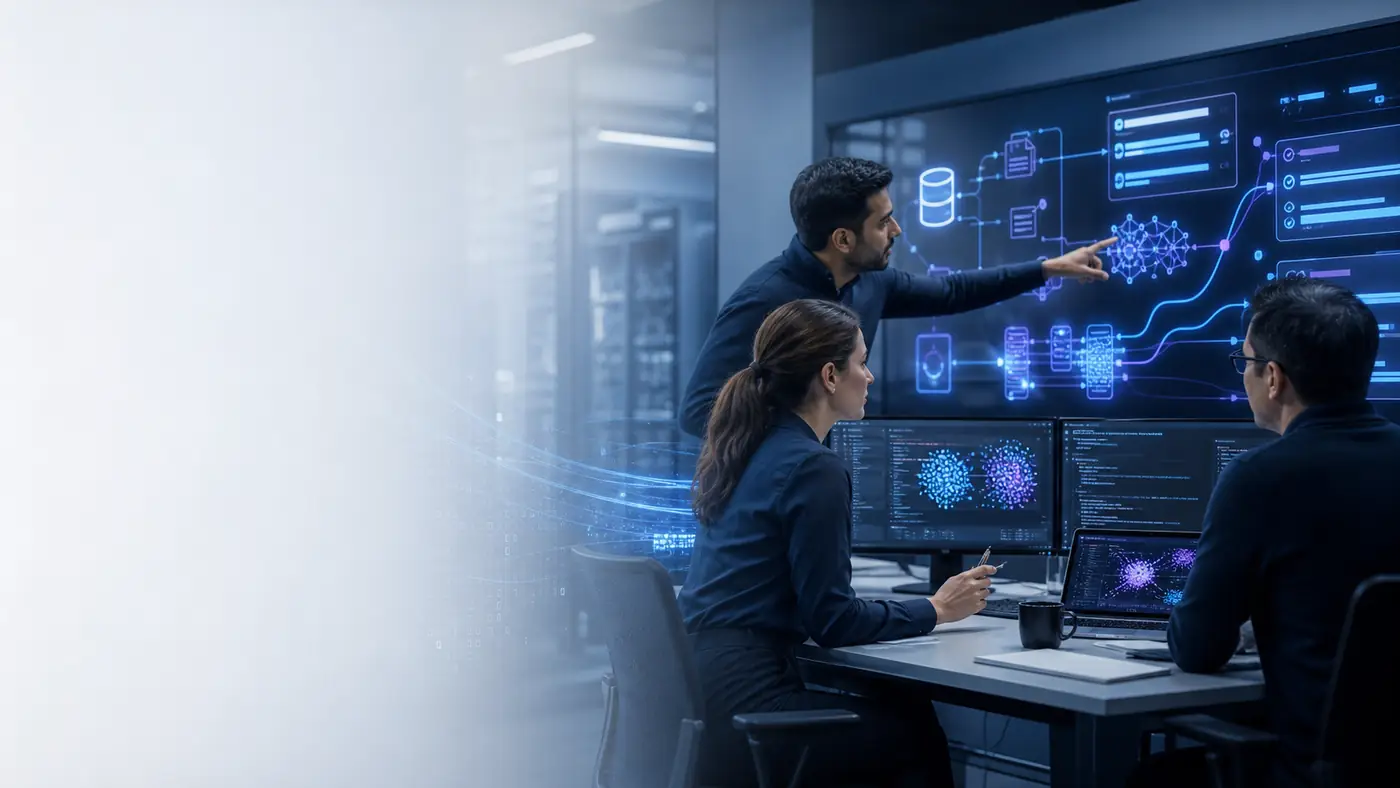 Enterprise AI lab with retrieval and model evaluation workflows